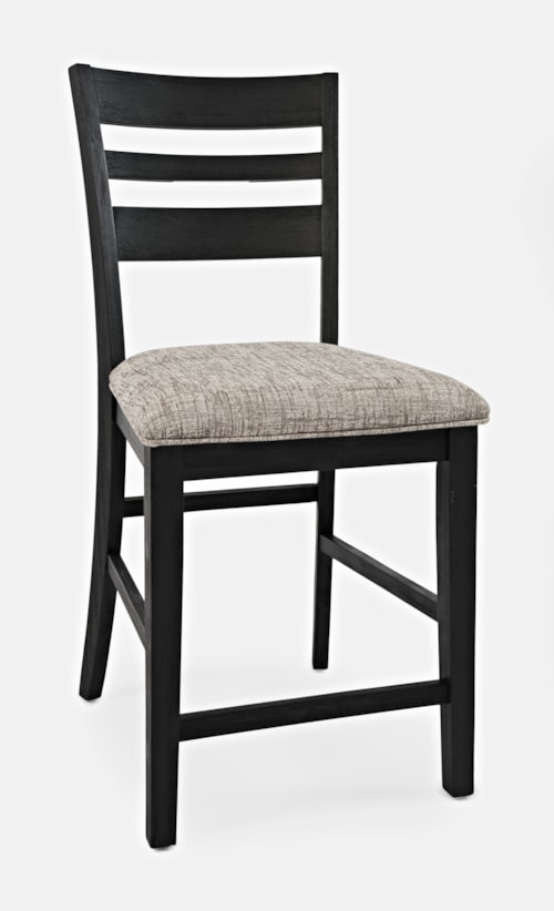 Contemporary Ladderback Counter Stool with Upholstered Seat