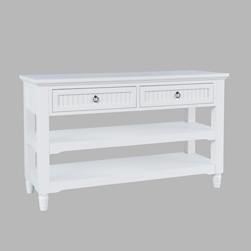 Transitional 2-Drawer Sofa Table with Lower Shelves