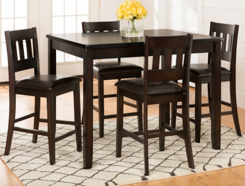 Dark Rustic Prairie Counter Height Table and Four Stools