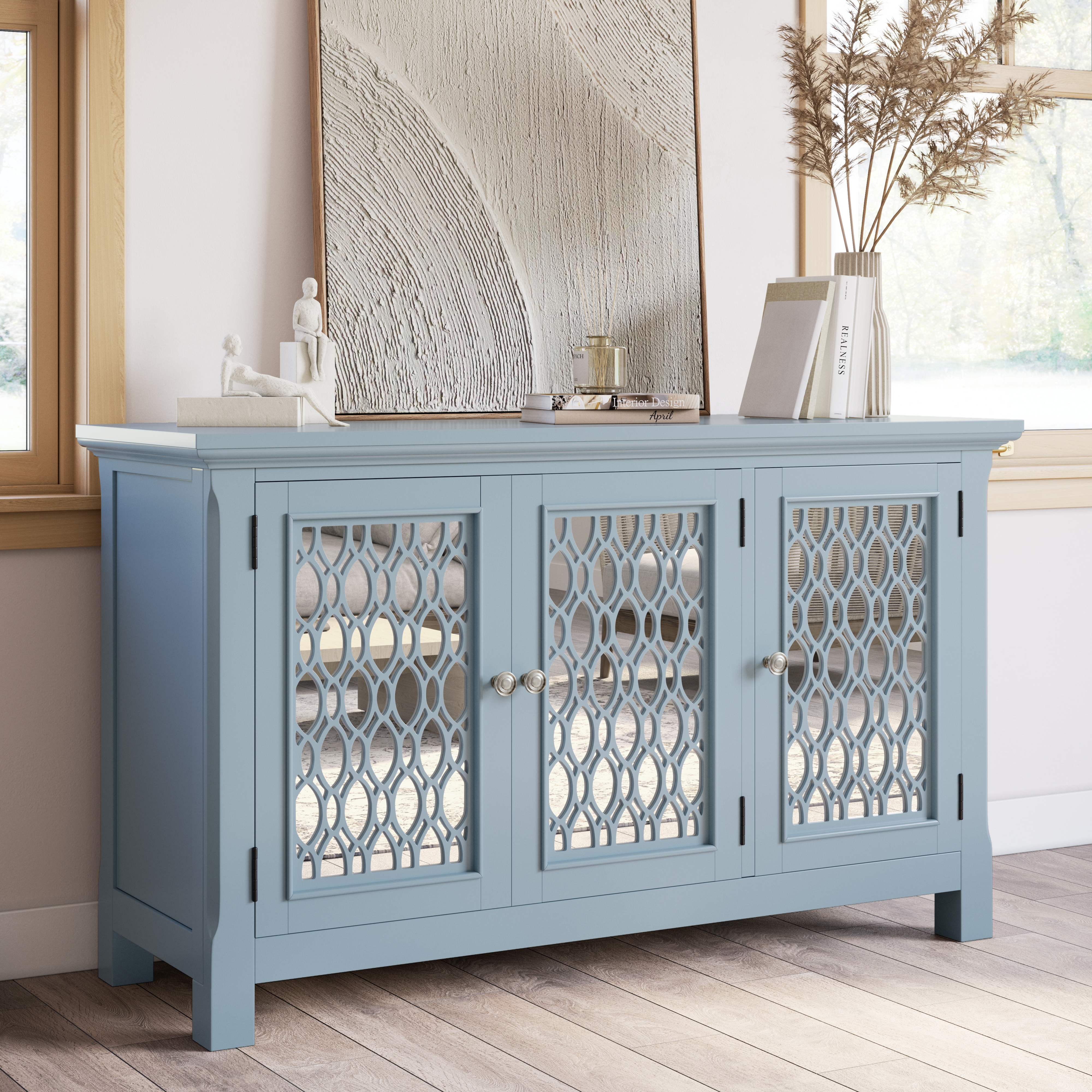 Jofran Isabella 54" Mirrored Accent Cabinet