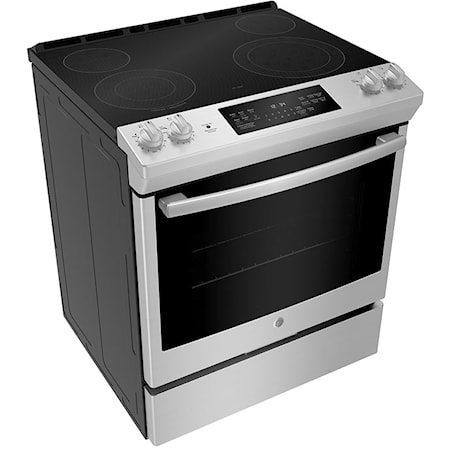 GE 30" Electric Slide-In Front Control Fan Convection Range with Storage Drawer Stainless Steel