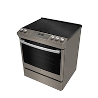 GE 30" Electric Slide-In Front Control True Convection Range with Storage Drawer Slate