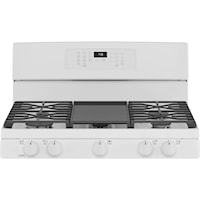 GE 30" Freestanding Gas Convection Range with No Preheat Air Fry White