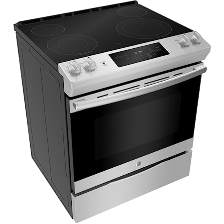30" Electric Slide-In Front Control Range with Storage Drawer Stainless Steel - JCSS630SMSS