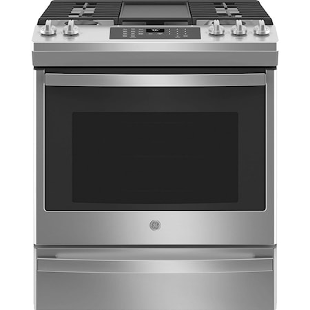 GE 30" Slide-In Convection Gas Range with No Preheat Air Fry Stainless Steel
