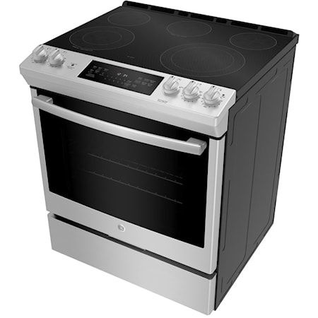 GE 30" Electric Slide-In Front Control True Convection Range with Storage Drawer Stainless Steel
