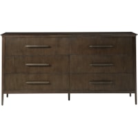 Mid-Century Modern Reeded Six-Drawer Dresser
