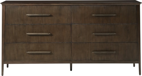 Mid-Century Modern Reeded Six-Drawer Dresser