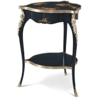 Traditional Gold-Tone Chinoiserie Lamp Table