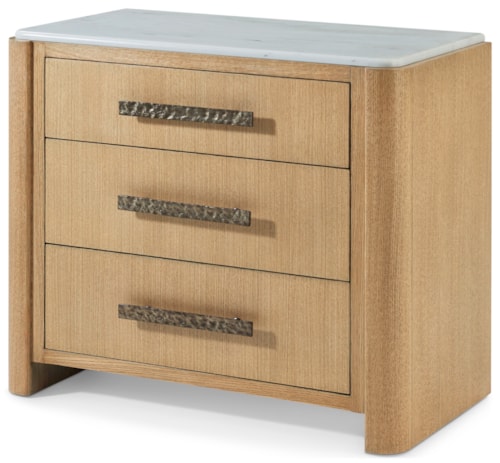 Contemporary 3-Drawer Nightstand with Marble Top