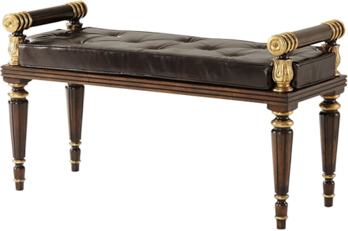 Traditional Hall Bench with Tufted Leather Cushion