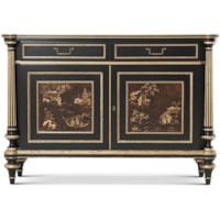 Traditional Chinosierie 2-Door Accent Cabinet with Brass Molding