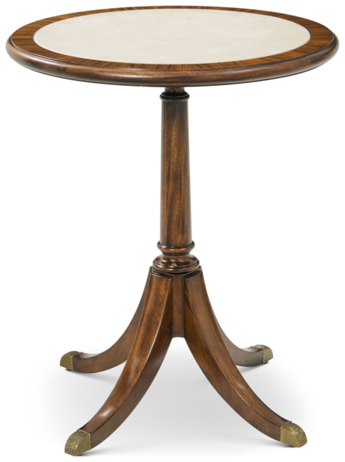 20" Round Marble-Top Pedestal Occasional Table