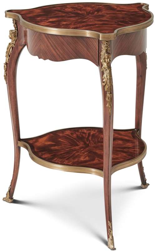 Traditional Brass-Mounted Mahogany Side Table with Cabriole Legs