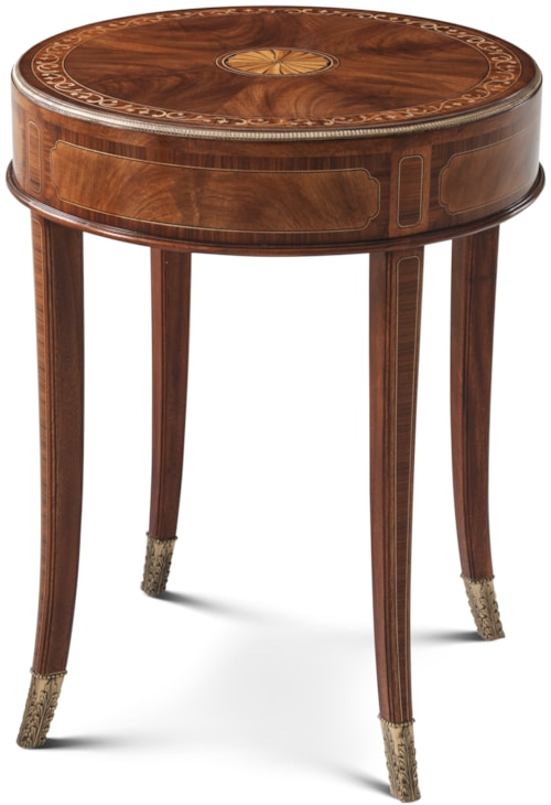 Traditional Sabre-Leg Round Side Table with Cast-Capped Legs