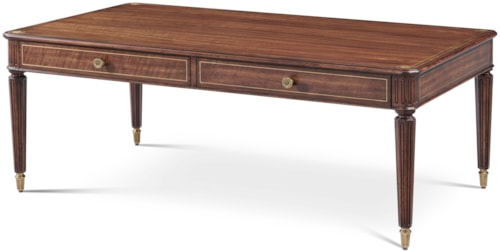 Traditional Two-Drawer Coffee Table with Brass Ferrules
