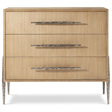 3-Drawer Nightstand w/Metal Legs