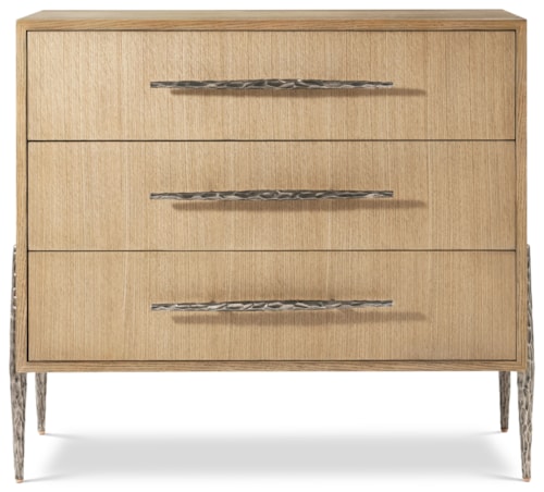 Contemporary 3-Drawer Nightstand with Metal Legs