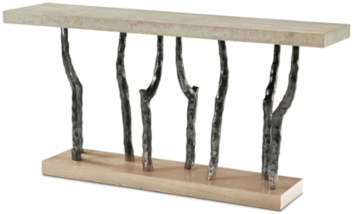 Contemporary Console Table with Tree Cast Metal Legs