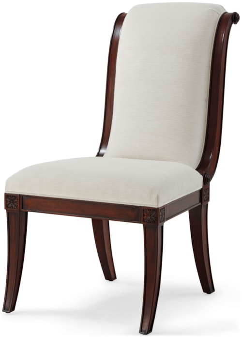 Transitional Overscroll Upholstered Dining Side Chair