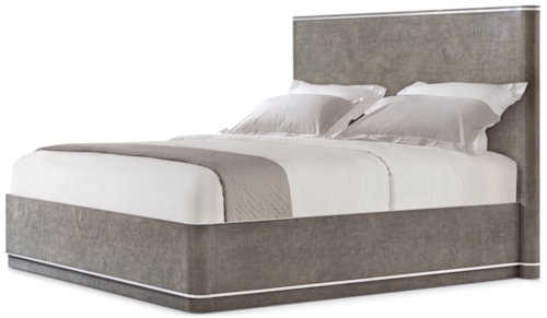 Contemporary California King Panel Bed with Stainless Steel Accents
