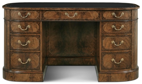 Traditional Double-Pedestal Storage Desk with Leather Inset Top