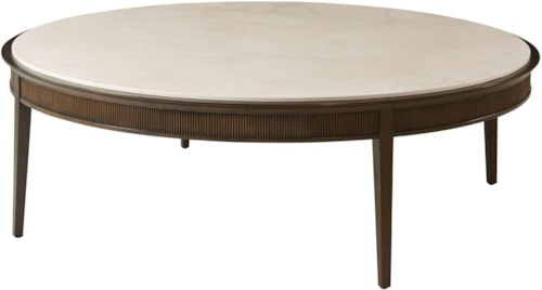 Mid-Century Modern Round Fluted Marble-Top Cocktail Table