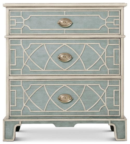 Transitional 3-Drawer Nightstand with Bracket Feet