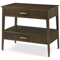 Mid-Century Modern Two-Drawer Nightstand with Open Shelf