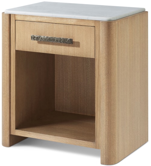 Contemporary 1-Drawer Nightstand with Marble Top