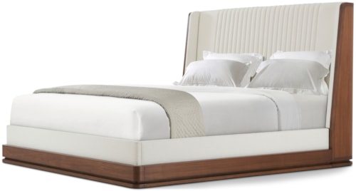 Modern Channeled King Bed with Solid Walnut Plinth Base