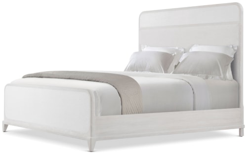 Modern Casual King Panel Bed with Upholstered Headboard
