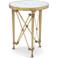 Traditional Round Brass Side Table with Quartz Top