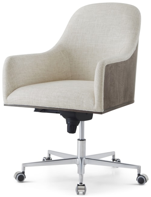 Contemporary Upholstered Desk Chair with Wood Accents