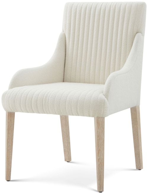 Relaxed Modern Channel-Upholstered Dining Armchair
