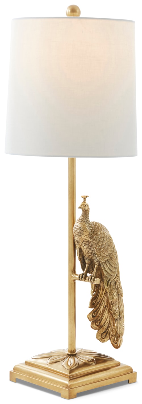 Traditional Polished Brass Peacock Table Lamp