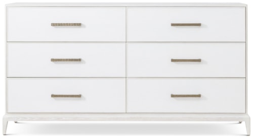 Modern Casual Six-Drawer Dresser with Wallpaper Accent