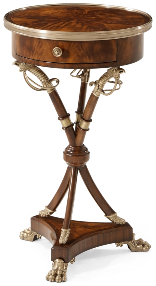 Traditional Hilted-Sabre Single-Drawer Lamp Table