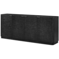 Contemporary 4-Door Sideboard with Brass Pulls