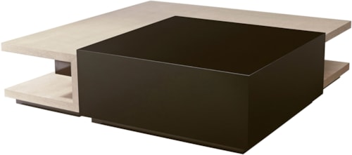 Modern Square Shelved Cocktail Table with Concealed Casters