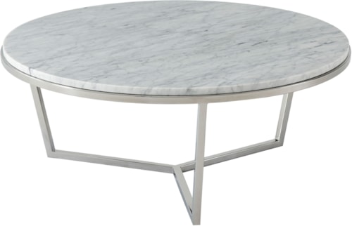Contemporary Round Cocktail Table with Marble Top