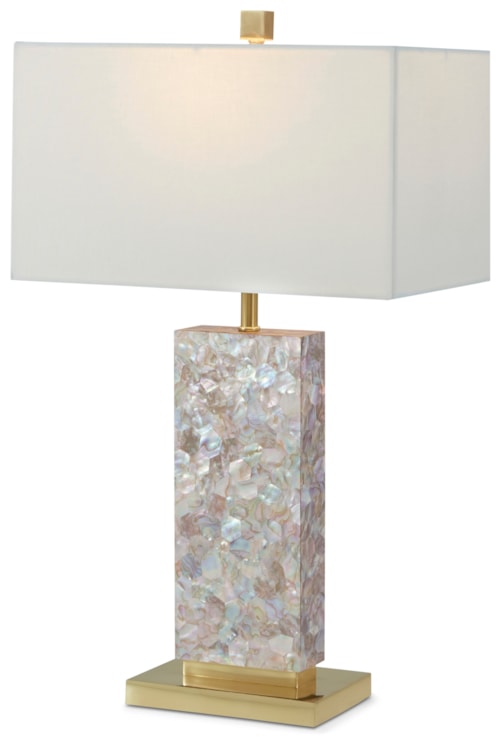 Contemporary Polished Brass Table Lamp with Mother of Pearl Details