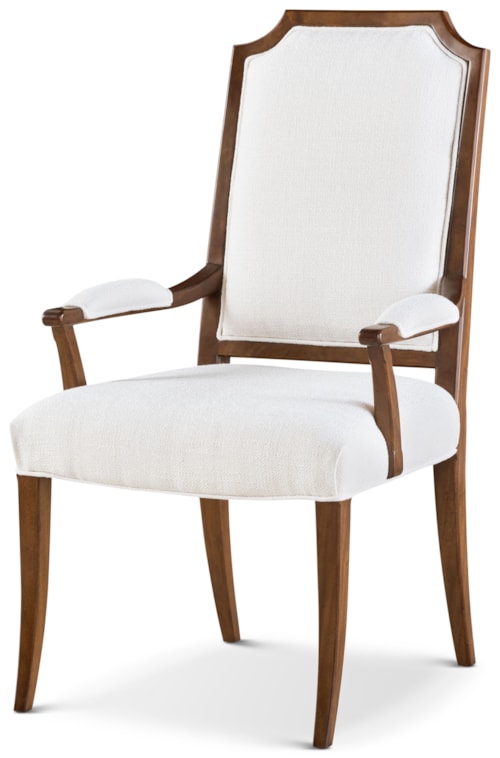Traditional Upholstered Dining Armchair with Saber Legs