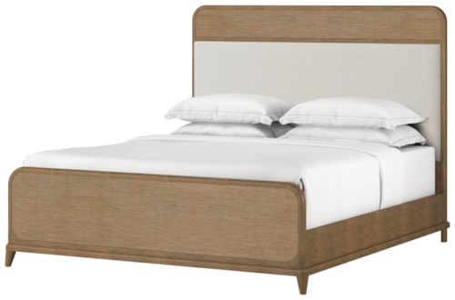 Modern Casual King Panel Bed with Upholstered Headboard