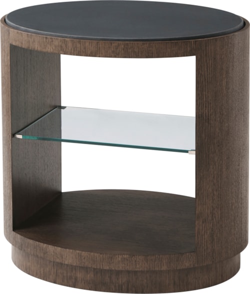 Contemporary Side Table with Glass Shelf
