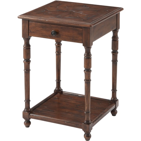 Antique Wood 1-Drawer End Table