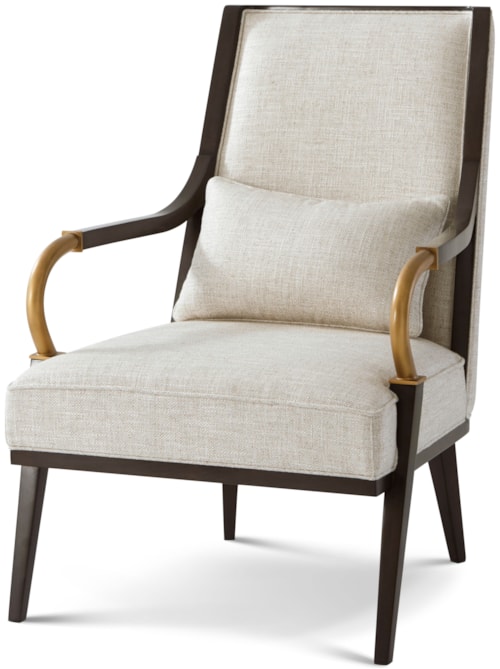 Transitional Upholstered Chair with Downswept Bronze Arms