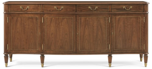 Traditional 4-Door Sideboard with Brass Feet