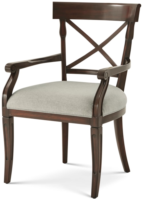 Traditional Upholstered Dining Chair with Arms
