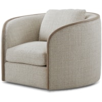 Contemporary Swivel Chair with Wood Accents
